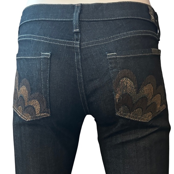 7 FOR ALL MANKIND Jeans Bootcut Pants Low Rise Gold Pocket Vintage Made USA NWOT - Picture 6 of 16